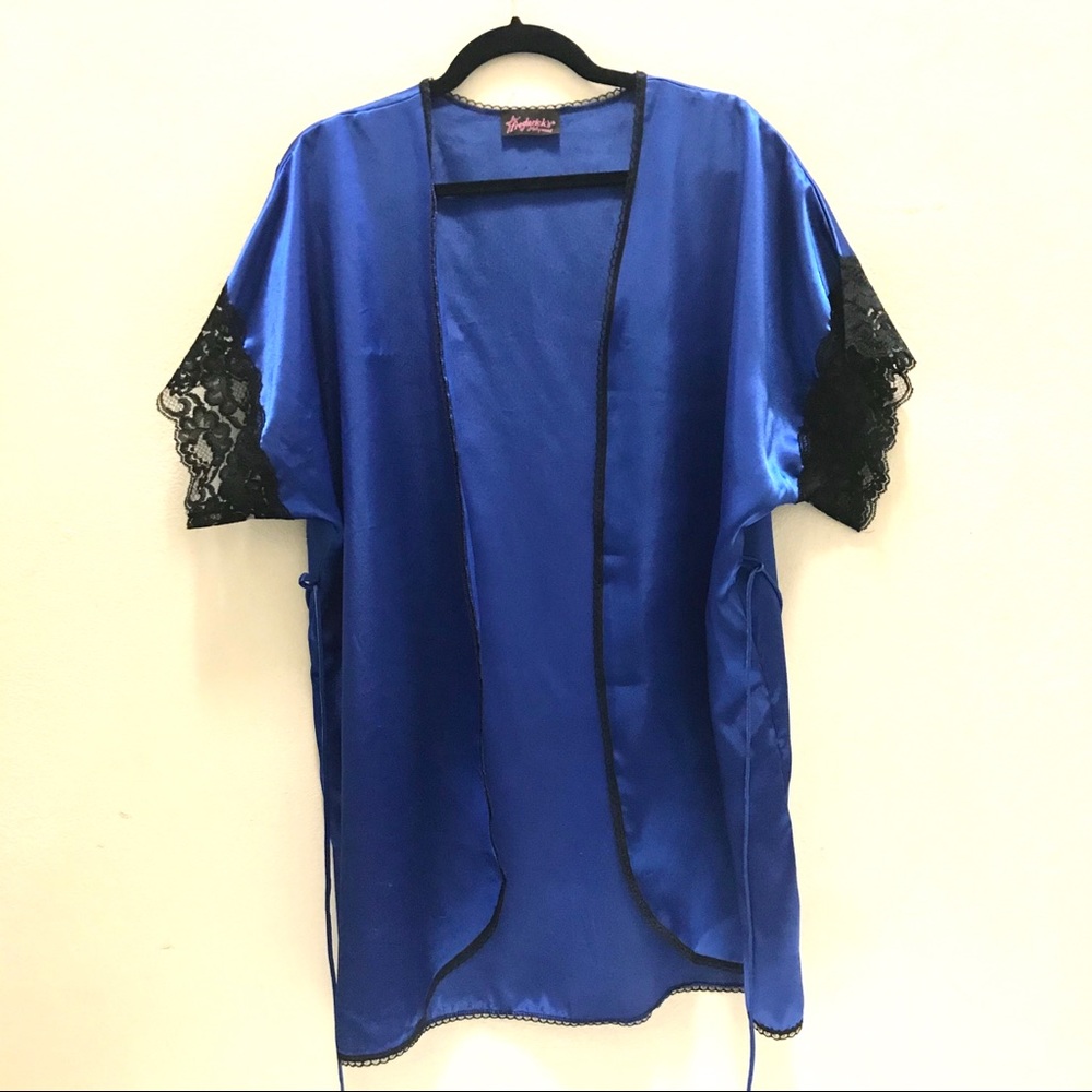 Frederick’s of Hollywood Mini Kimono Blue Black